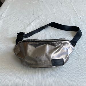 Rebecca Minkoff beltbag silver colored nylon belt bag, never worn